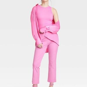 a new day Women's Bright Barbie  Pink Flare crop Pants